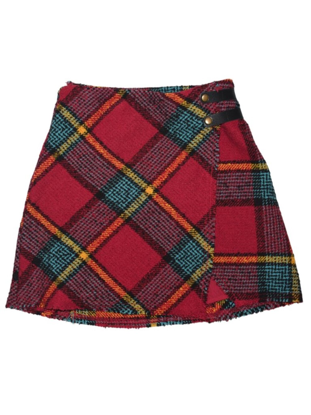 Urban Outfitters Red Multicolor Plaid Wrap Mini Skirt XS Grunge Preppy Y2k